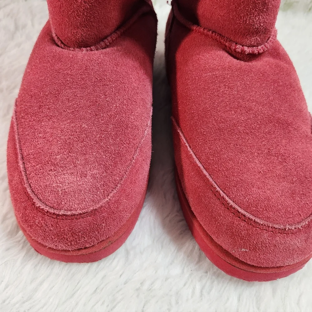 Red Sueded and Rhinestone Sherpa Lined Boots